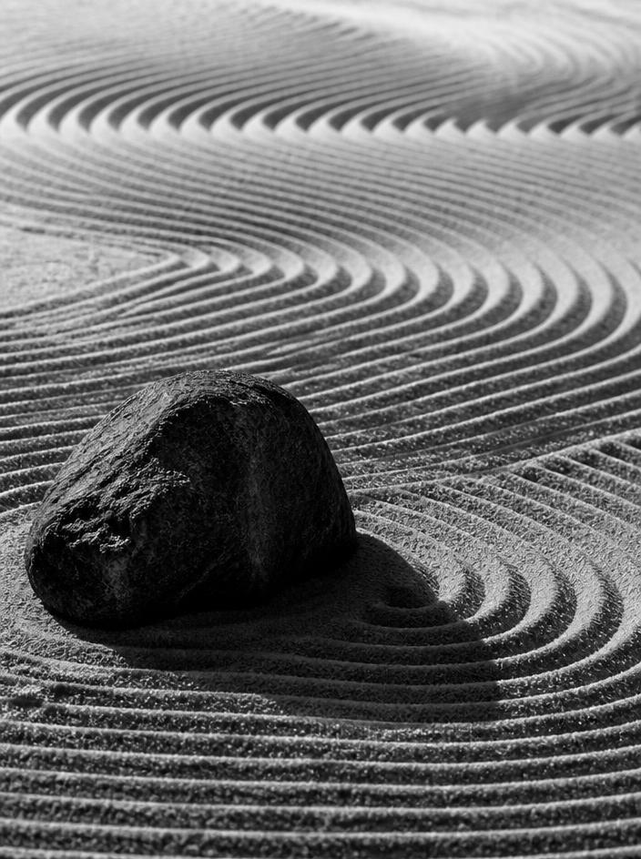 High contrast sand ripples in a zen garden